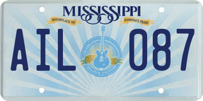 MS license plate AIL087