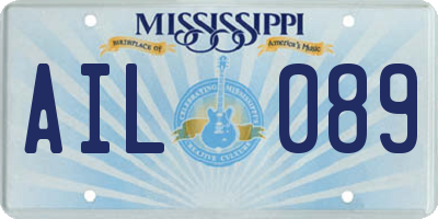 MS license plate AIL089