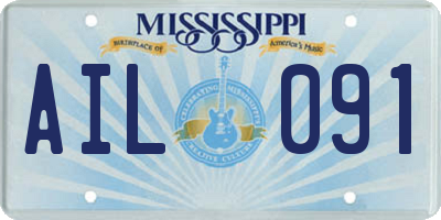 MS license plate AIL091