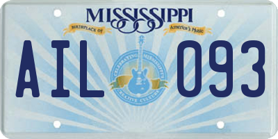 MS license plate AIL093