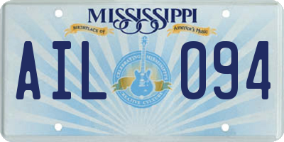 MS license plate AIL094