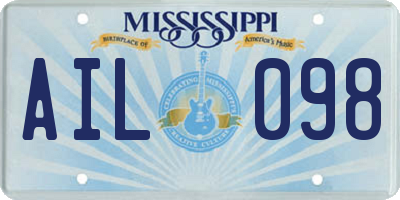 MS license plate AIL098