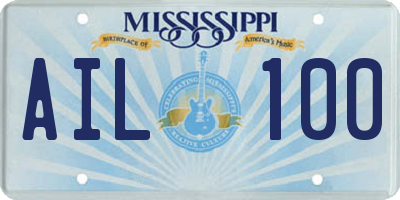 MS license plate AIL100
