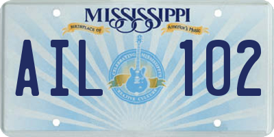 MS license plate AIL102