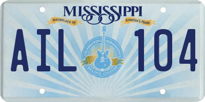 MS license plate AIL104