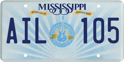 MS license plate AIL105