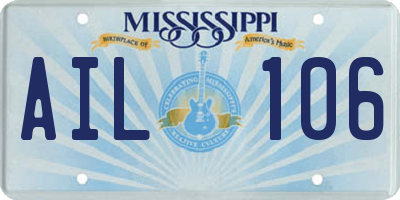 MS license plate AIL106