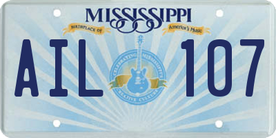 MS license plate AIL107