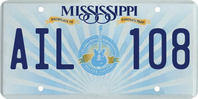MS license plate AIL108