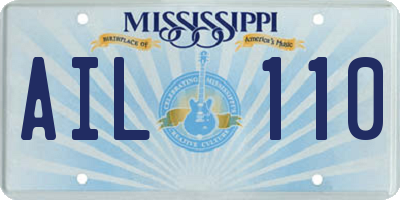 MS license plate AIL110