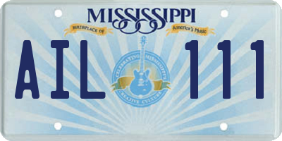 MS license plate AIL111
