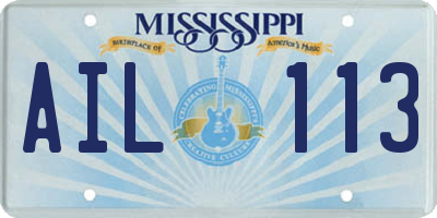 MS license plate AIL113