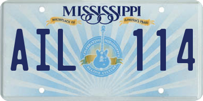 MS license plate AIL114