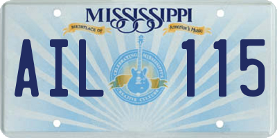 MS license plate AIL115