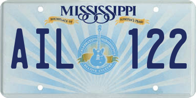 MS license plate AIL122