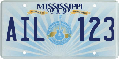 MS license plate AIL123