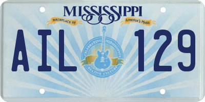 MS license plate AIL129