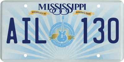 MS license plate AIL130
