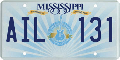 MS license plate AIL131