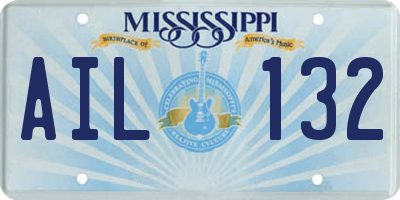 MS license plate AIL132