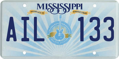 MS license plate AIL133