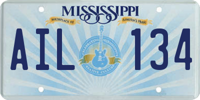 MS license plate AIL134