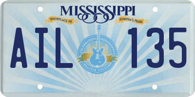 MS license plate AIL135