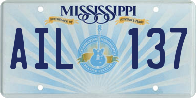 MS license plate AIL137