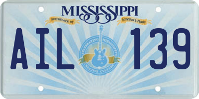 MS license plate AIL139