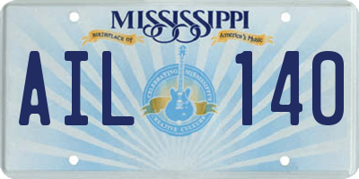 MS license plate AIL140