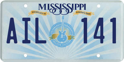 MS license plate AIL141