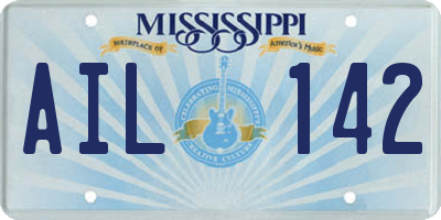 MS license plate AIL142