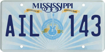 MS license plate AIL143