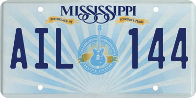 MS license plate AIL144