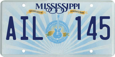 MS license plate AIL145