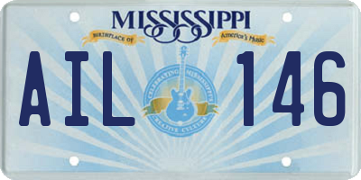 MS license plate AIL146