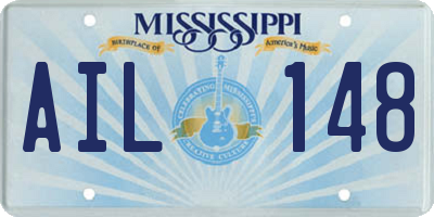 MS license plate AIL148