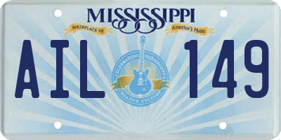 MS license plate AIL149