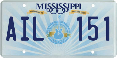MS license plate AIL151