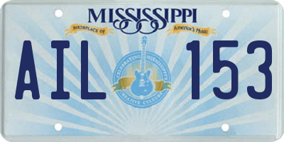 MS license plate AIL153
