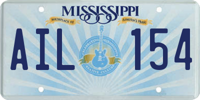MS license plate AIL154