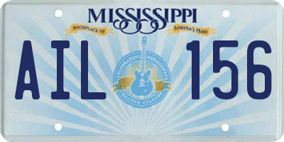 MS license plate AIL156