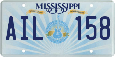 MS license plate AIL158