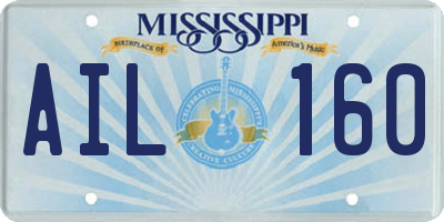 MS license plate AIL160