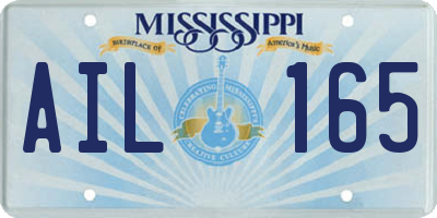 MS license plate AIL165