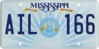 MS license plate AIL166
