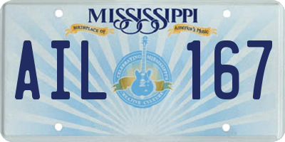 MS license plate AIL167