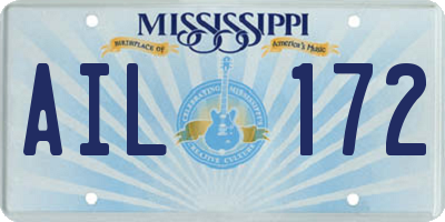 MS license plate AIL172