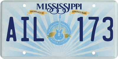 MS license plate AIL173