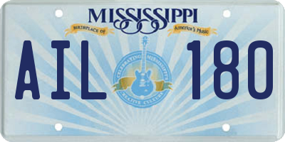 MS license plate AIL180